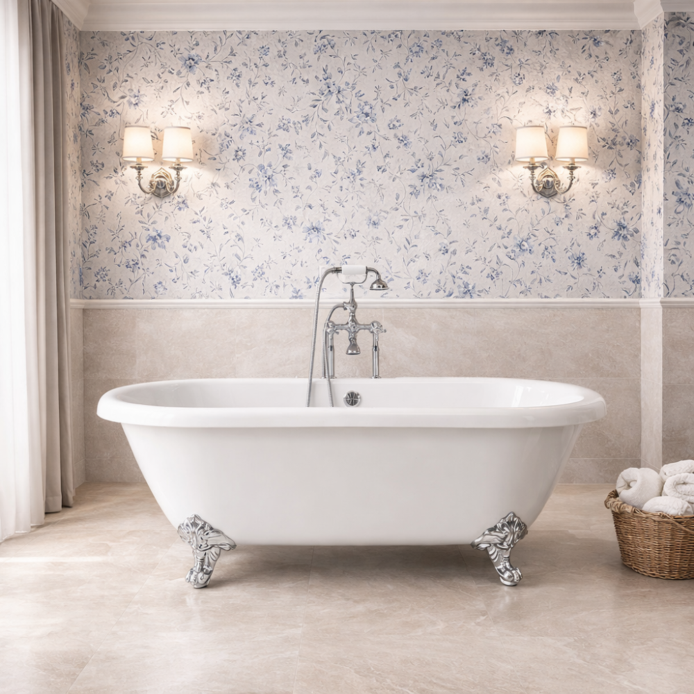 Mere Traditional Freestanding Acrylic Bath with Chrome Feet 1780x800mm