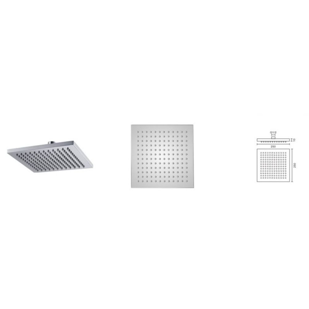 Vade Chrome Ultra-Slim Square Shower Head 250mm