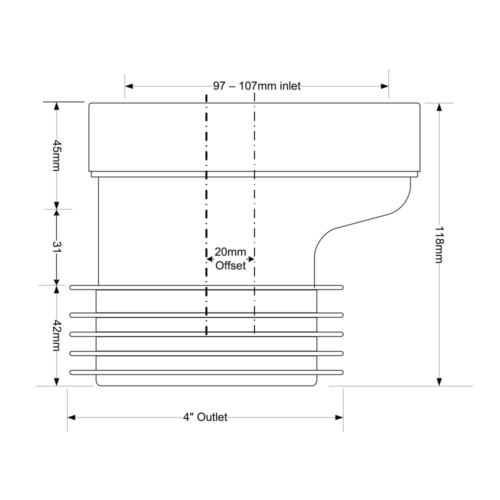 McAlpine 22mm Offset WC Connector - WC-CON4