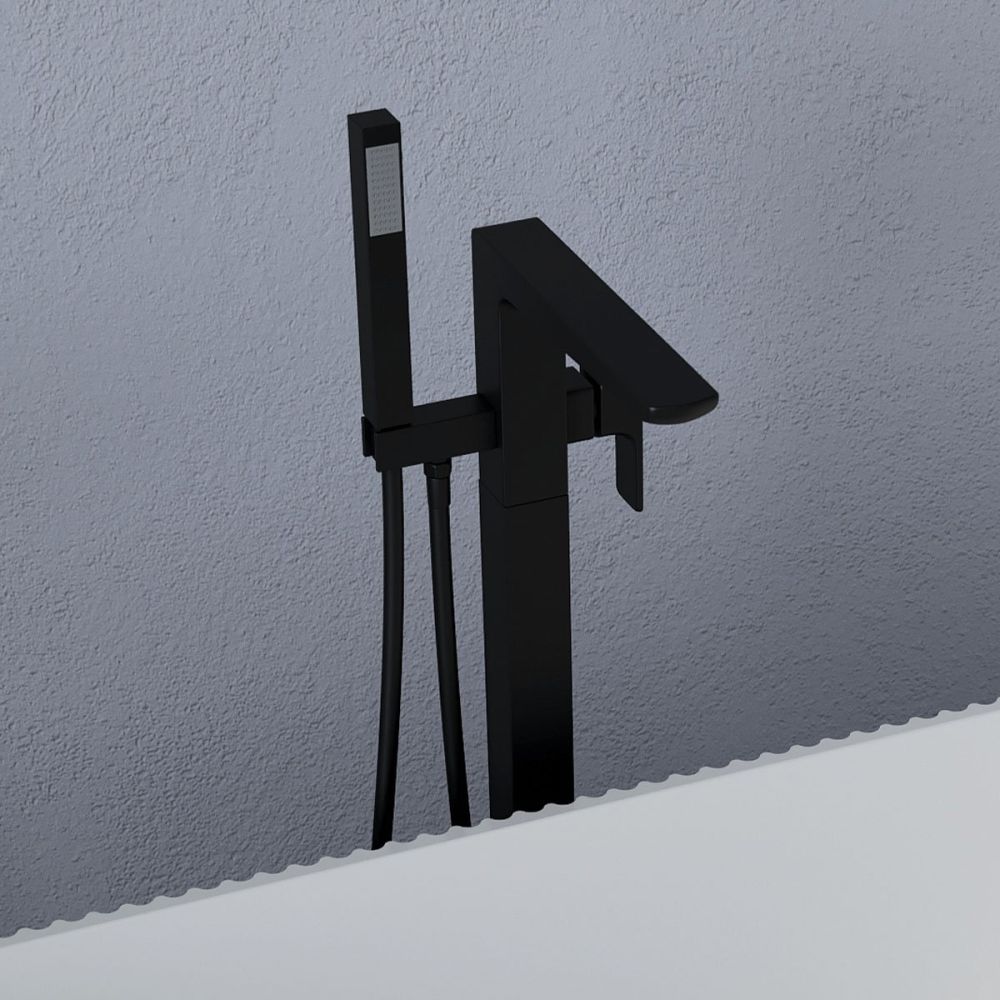 Zena Matt Black Floor Standing Bath Shower Mixer Tap