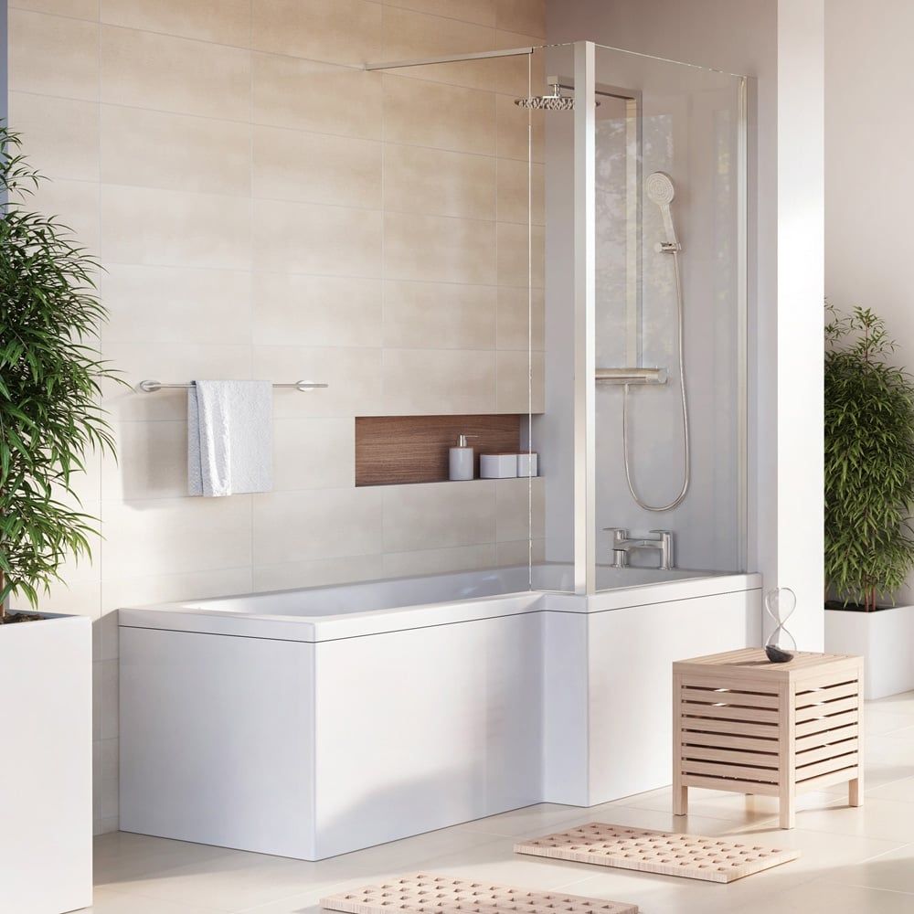 Gloss White L-Shape Front Bath Panel 1700mm