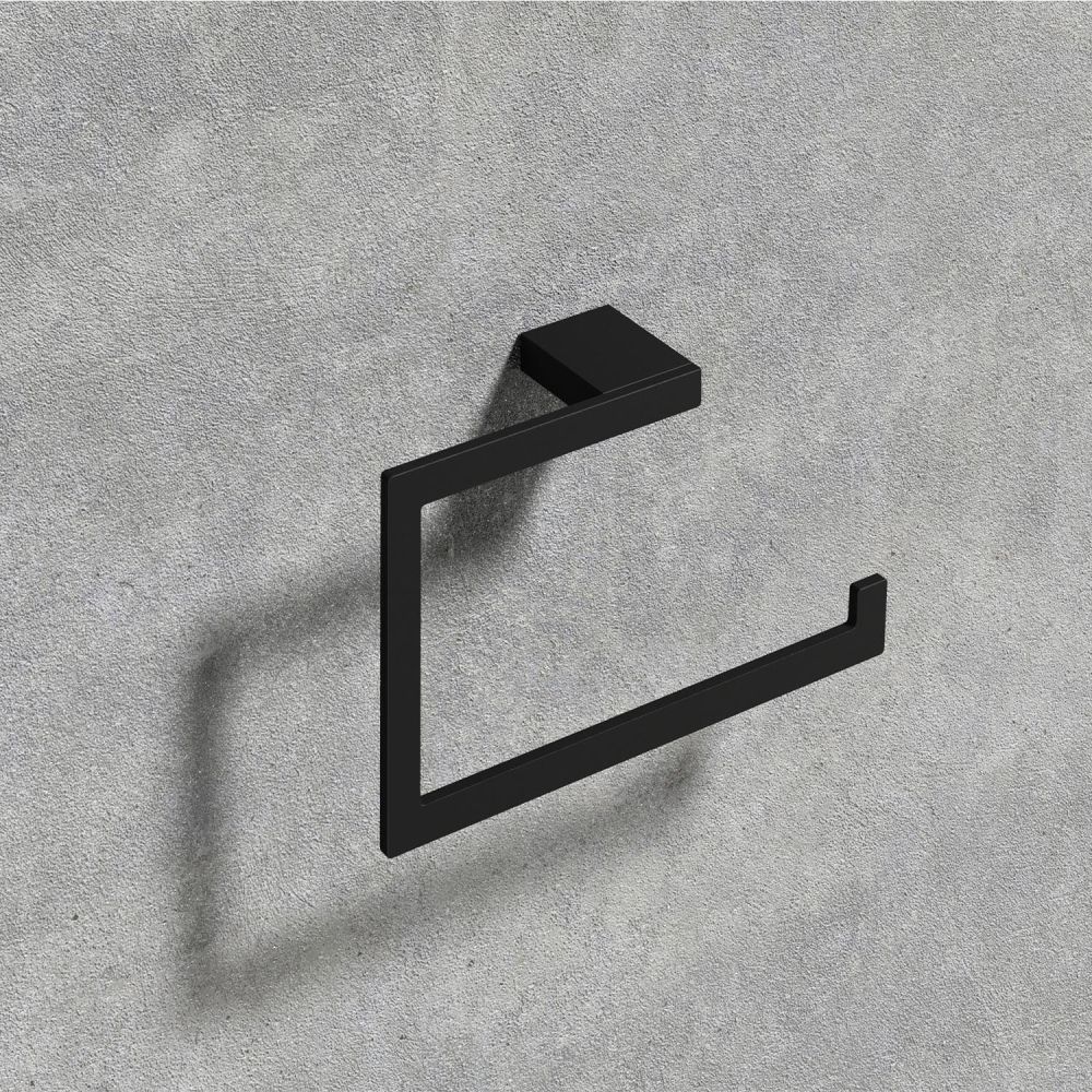 Cubic Matt Black Towel Ring