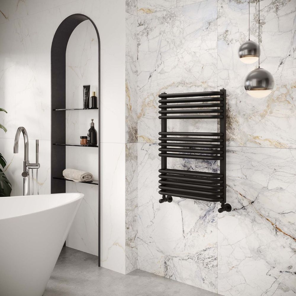 Hanley Matt Black Heated Towel Rail 736x500mm