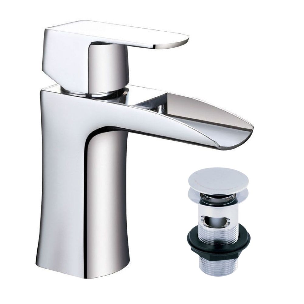 Citrus Chrome Waterfall Basin Mixer Tap & Waste