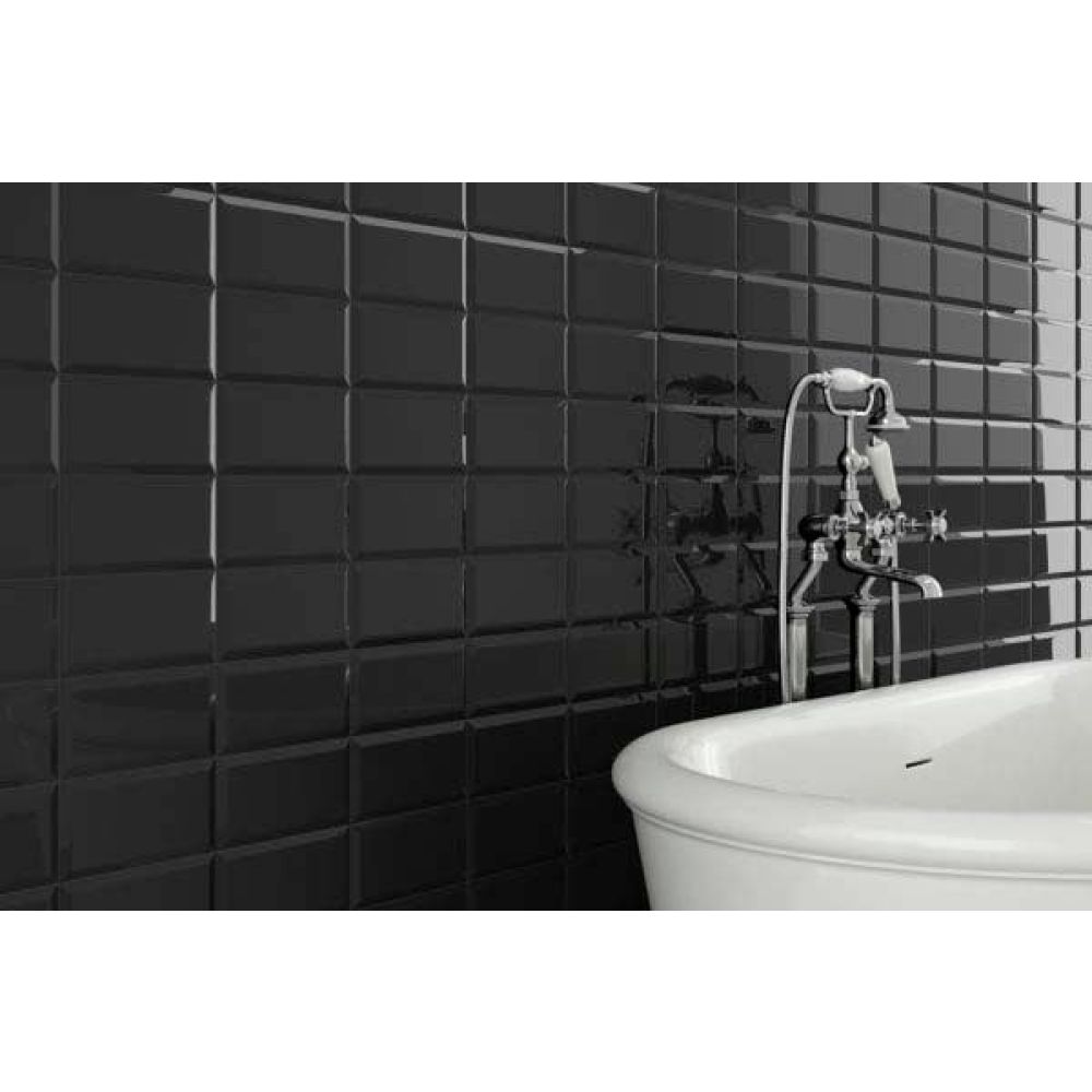 Metro Black Ceramic Brick Tile 100x200mm