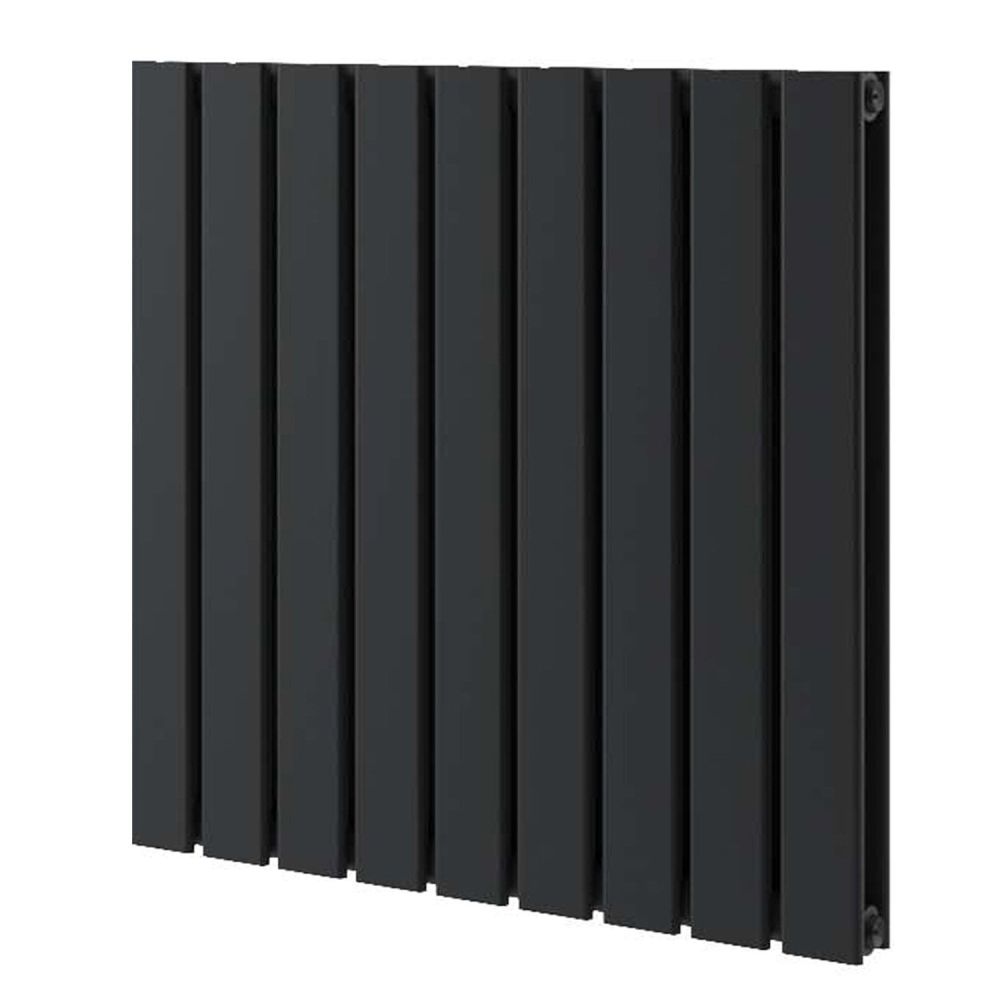 Perth Matt Black Double Vertical Flat Panel Radiator 600x680mm