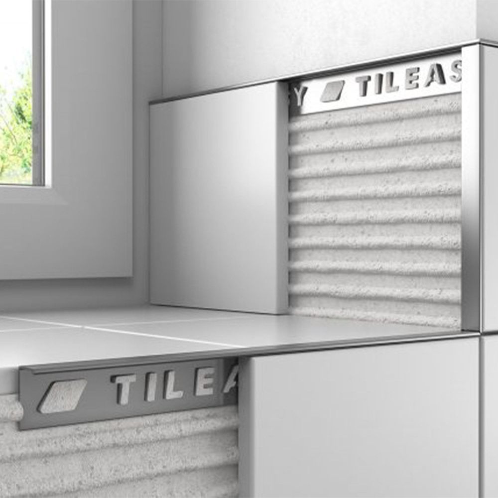 Tileasy Square 8mm Brushed Chrome Tile Trim