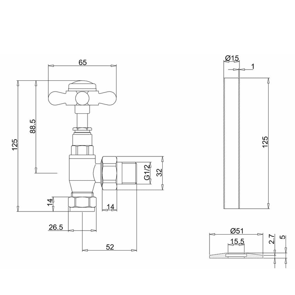 Burlington Black Angled Radiator Valves
