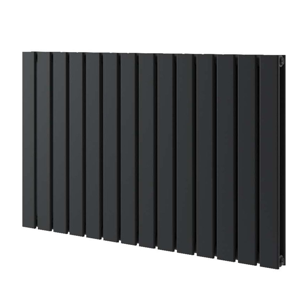 Perth Matt Black Double Vertical Flat Panel Radiator 600x952mm