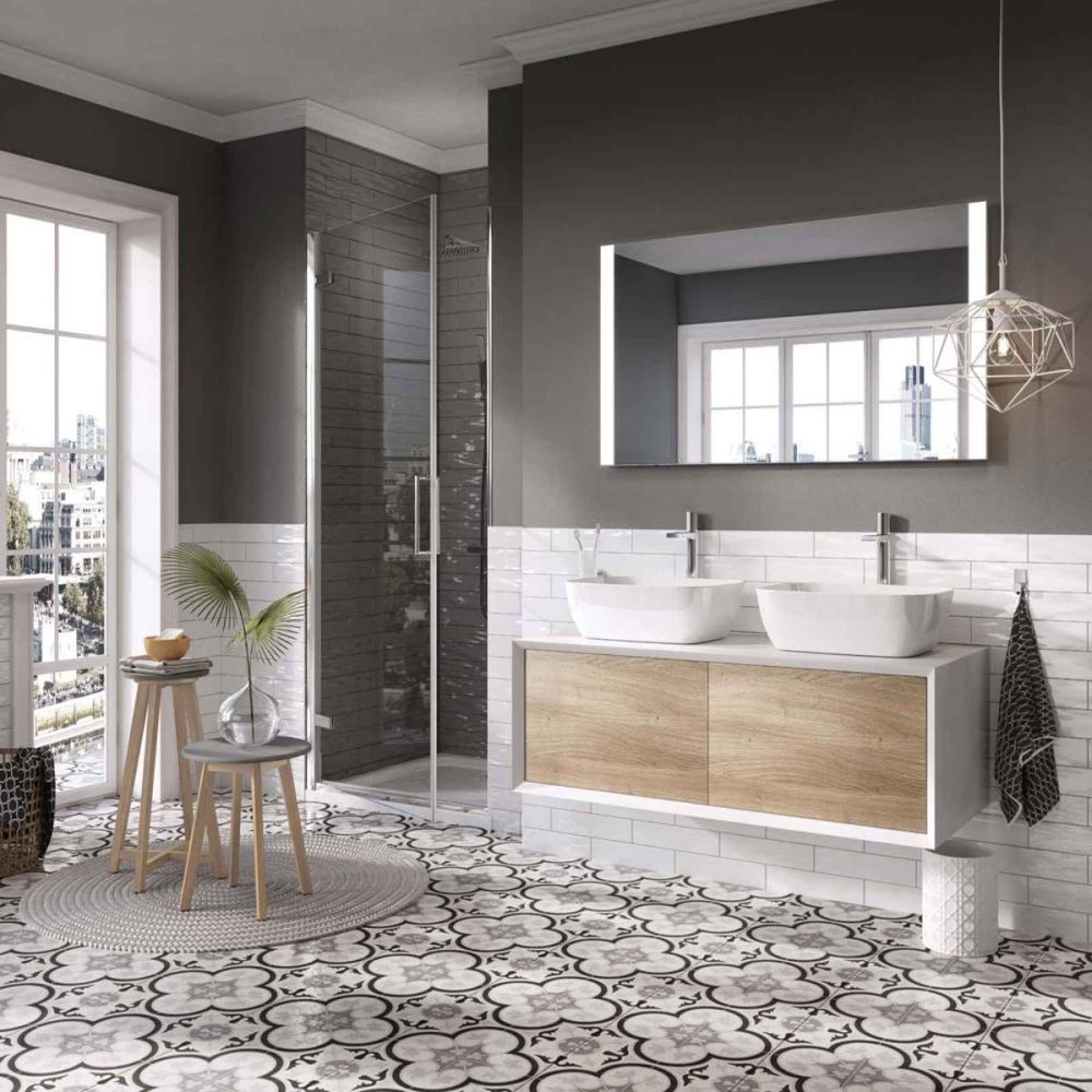 Devlin White & Oak Wall Hung Vanity Unit 1200mm
