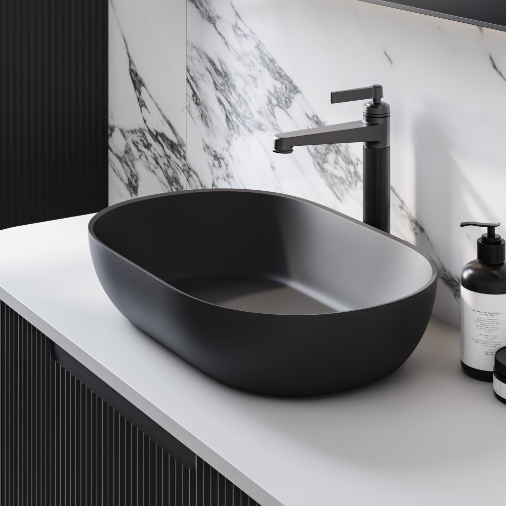 Tempest Countertop Stone Basin Matt Black