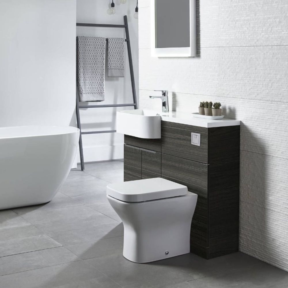 Tavistock Match Tundra Wood Left Hand Combination Vanity Basin & WC Unit 1000mm