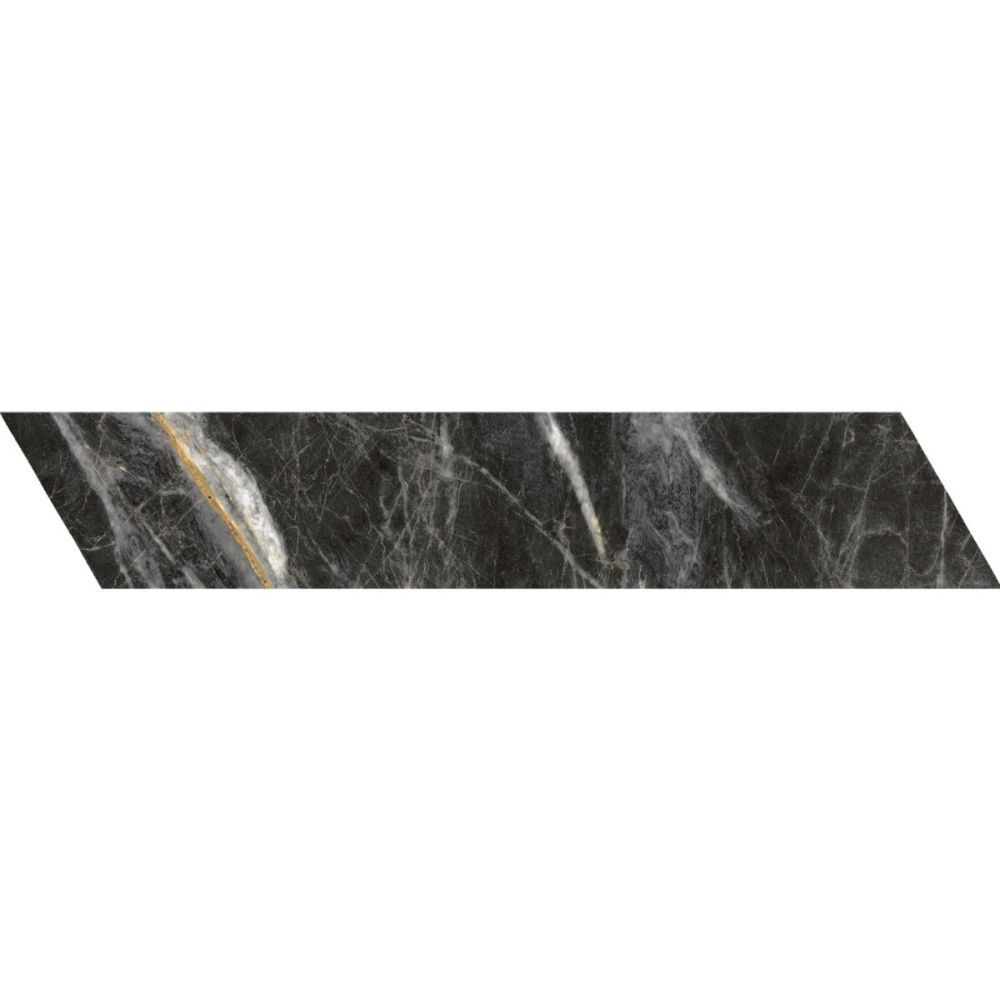 Salerno Black Matt Marble Chevron Tile 80x400mm
