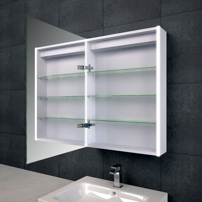 Lemer Motion Sensor Illuminated LED Bathroom Mirrored Cabinet 550x700mm