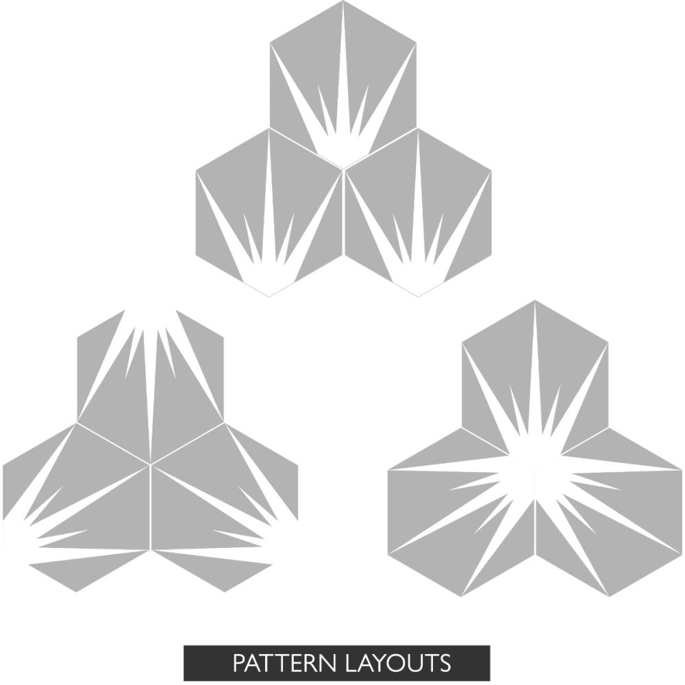 Lotus Hex Matt Grey Hexagon Porcelain Tile - 198x228mm Configurations