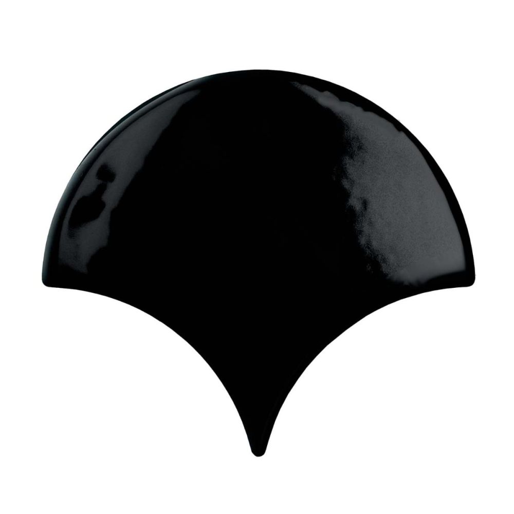 Pescara Ceramic Black Fan Tile 150x134mm
