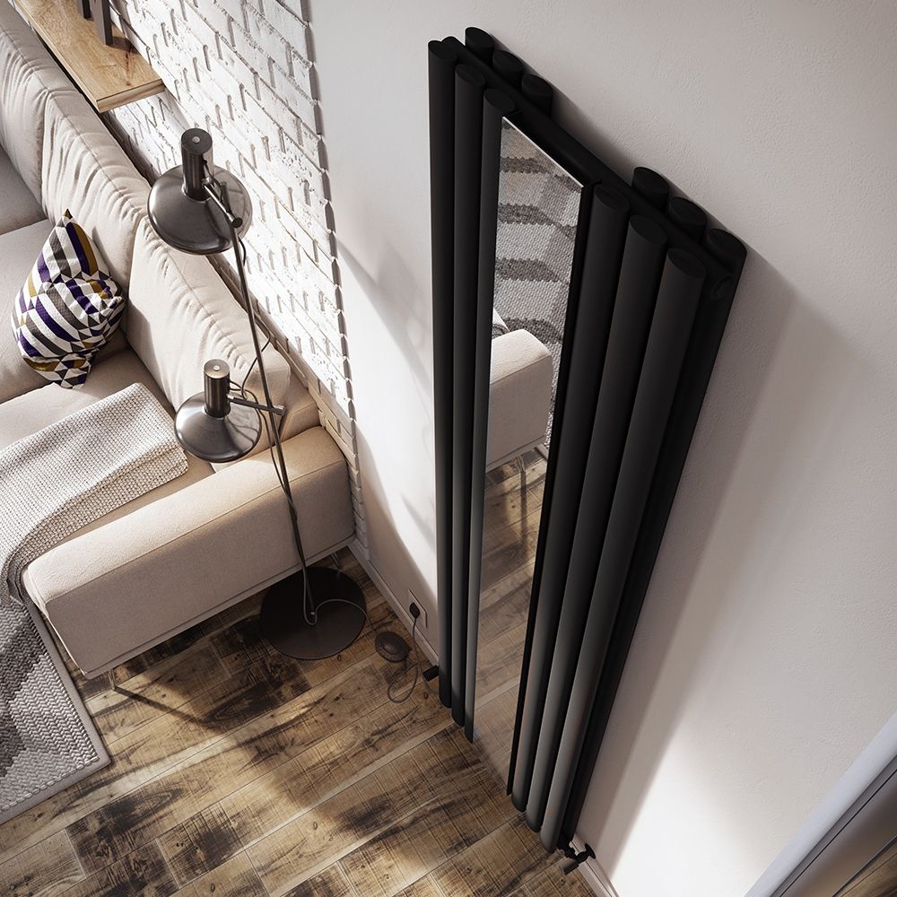 Corex Black Vertical Mirror Radiator - 1800x500mm