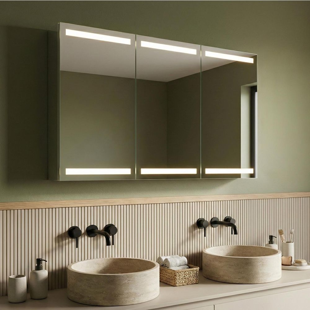 Corton Motion Sensor Illuminated LED Mirrored Wall Cabinet 1200x700mm