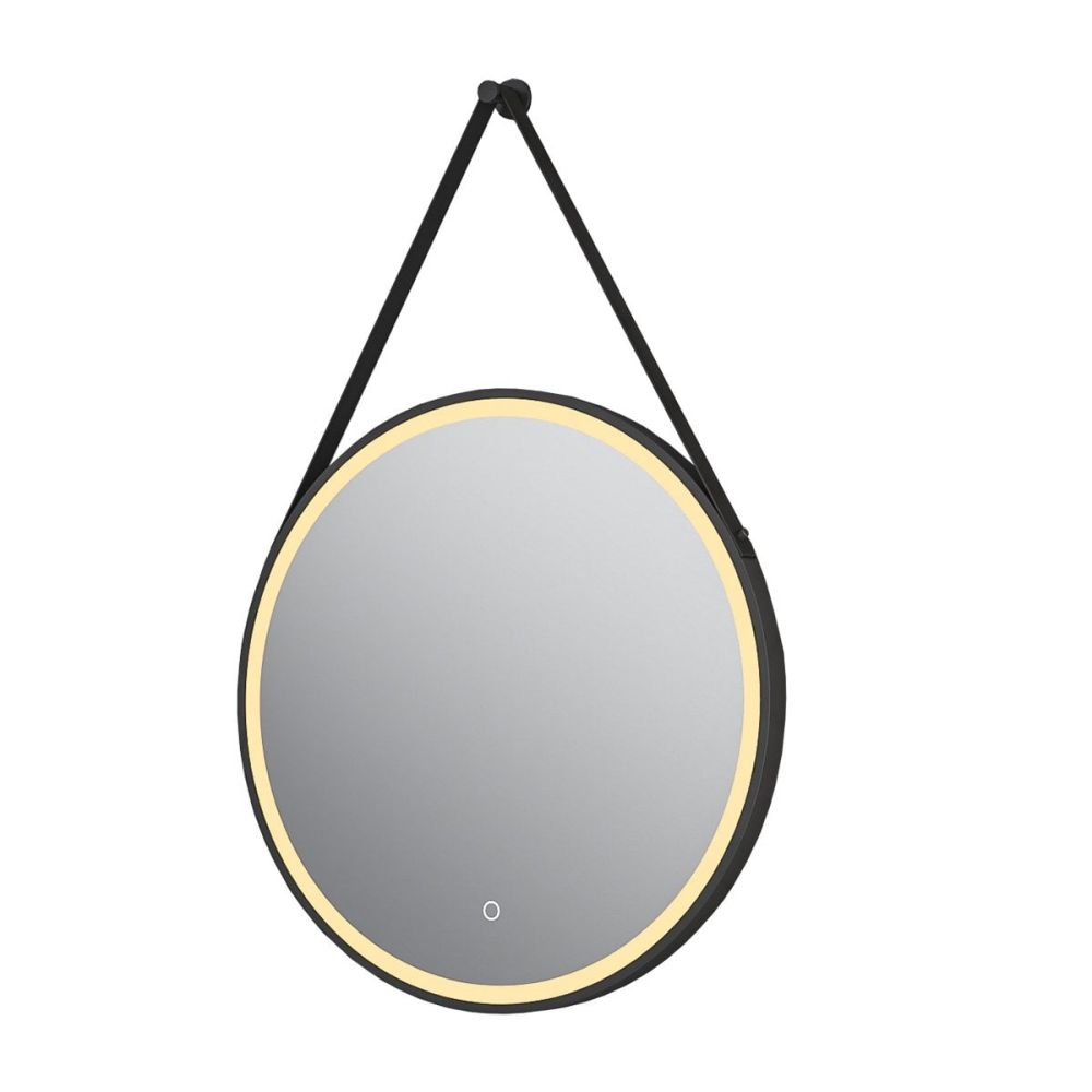 Talon Matt Black Round LED Heated Hanging Bathroom Mirror 600x900mm