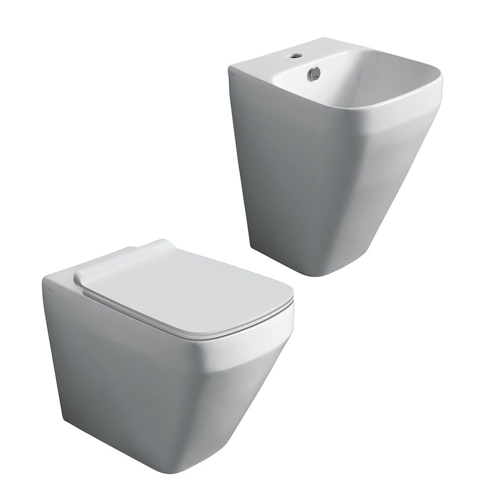 Belgrove White Rimless Toilet and Wall Hung Basin Suite