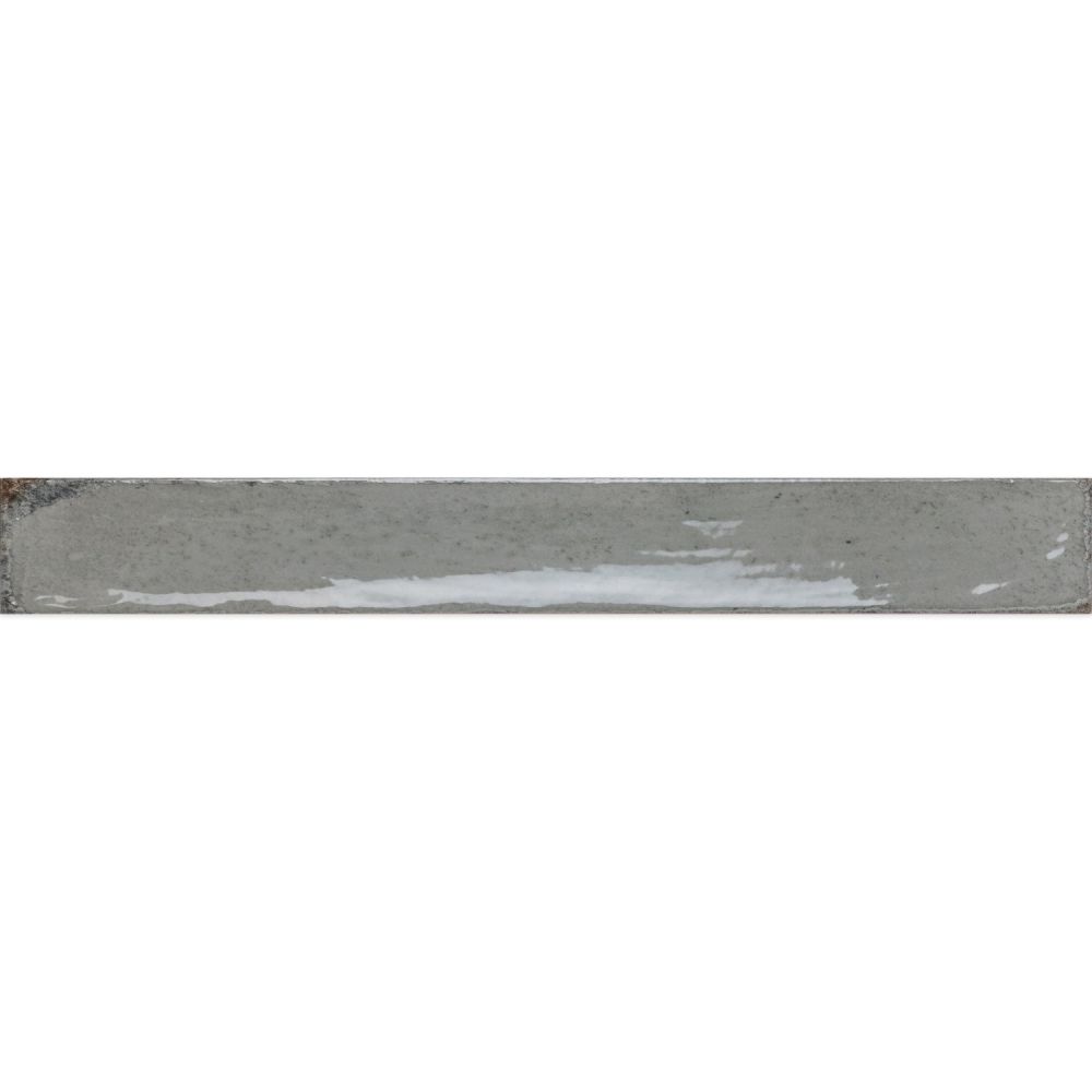 Capri Grey Gloss Ceramic Brick Tile - 400x50mm