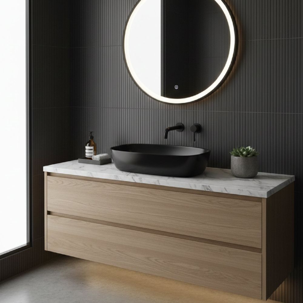 Nagato Matt Black Curved Countertop Basin