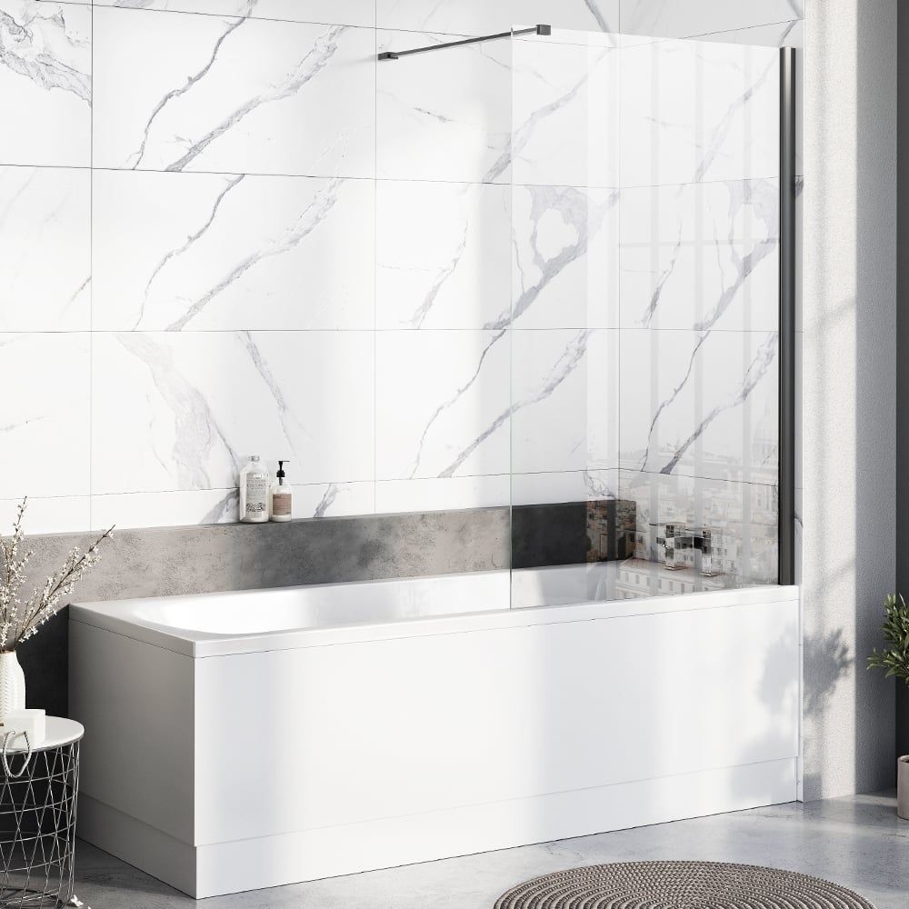 Statton Black Frameless Bath Screen