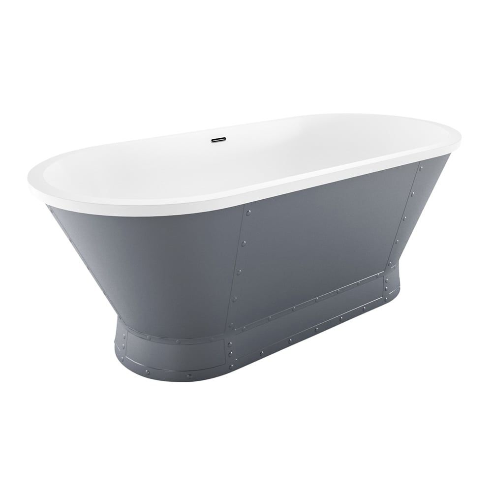 Glendale Matt Grey Industrial Freestanding Acrylic Bath 1676x780mm