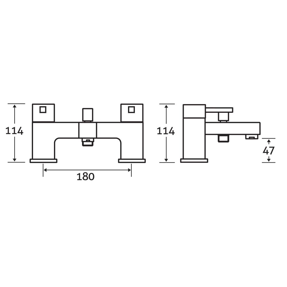 Bath Shower Mixer Tap Dimension Drawing