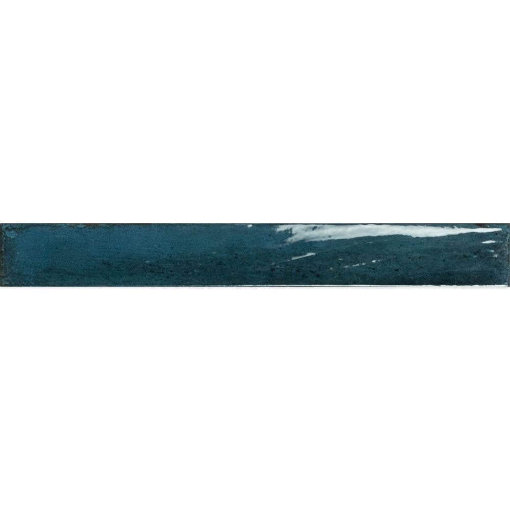 Capri Blue Gloss Ceramic Brick Tile - 400x50mm