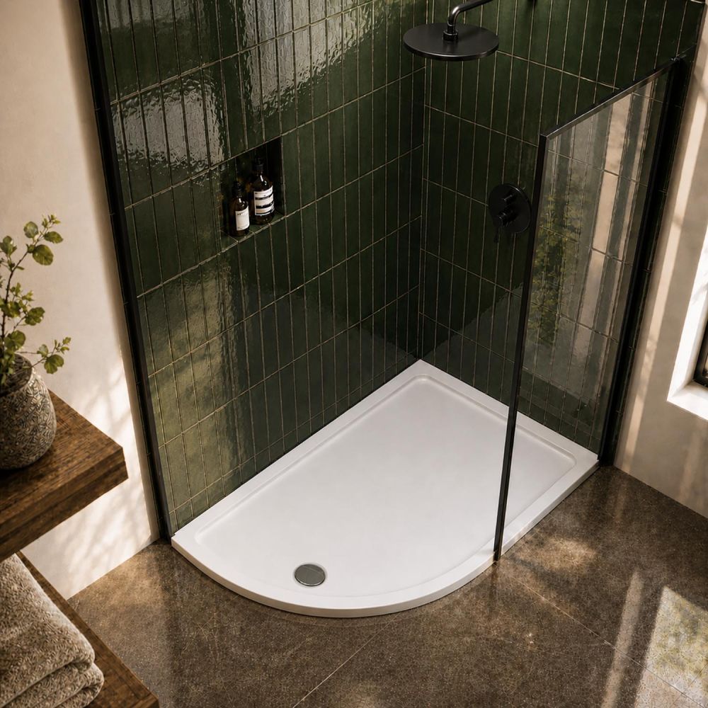 Kstone Right Hand Offset Quadrant Shower Tray 1200x800mm KSQ12080RH