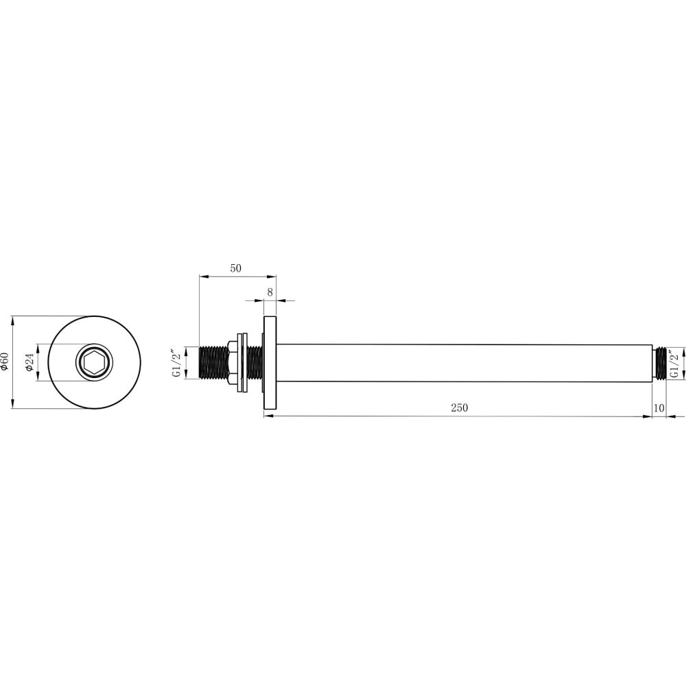 Round 250mm Ceiling Arm - Matt Black spec