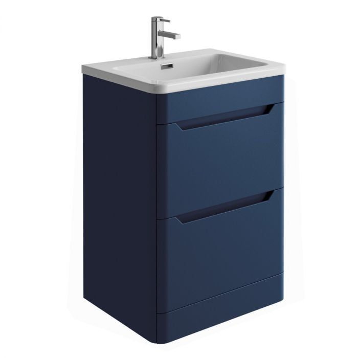 Ellis Royal Blue Floor Standing Vanity Unit with Ceramic Basin 600mm