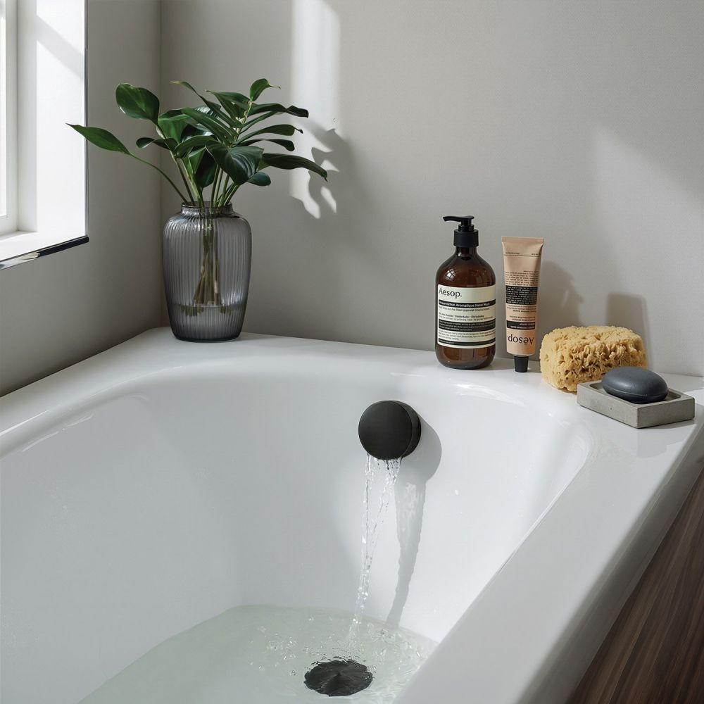 Matt Black Overflow Bath Filler