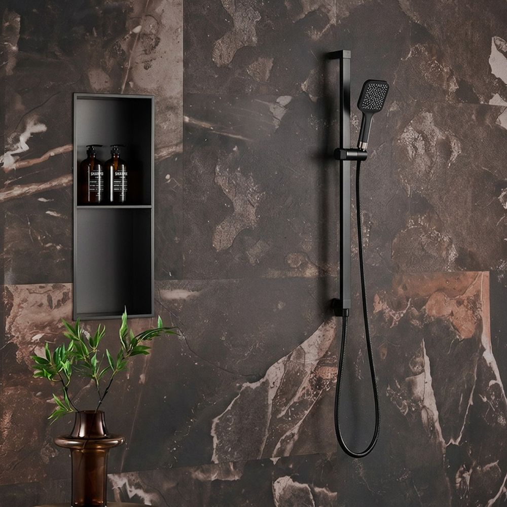 Flint Gunmetal Square Shower Slide Rail Kit