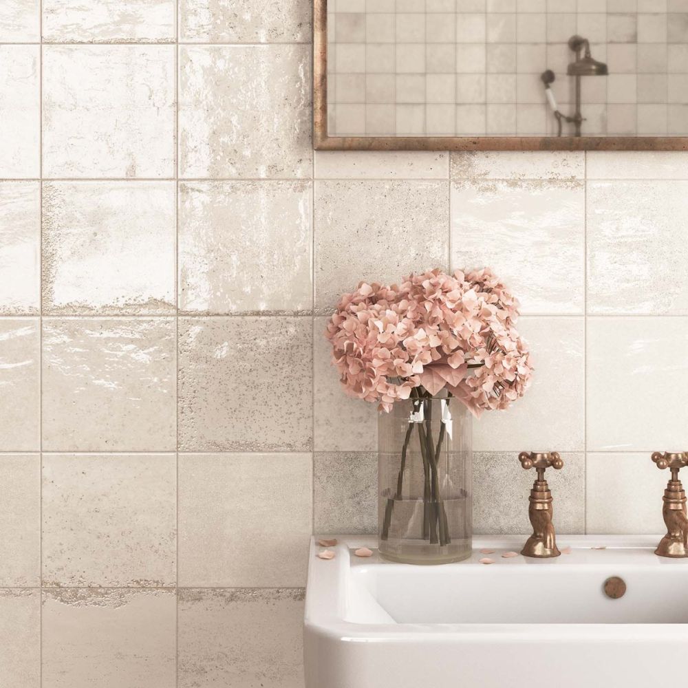 Bergamo Beige Porcelain Square Brick Tile 150x150mm