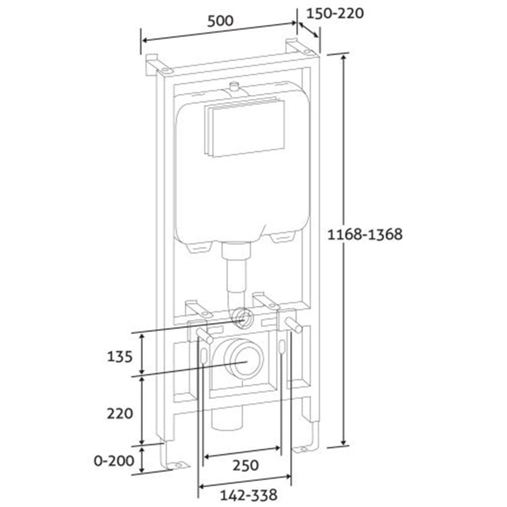 Wall Hung Pan Mounting Frame and Concealed Cistern 1200mm