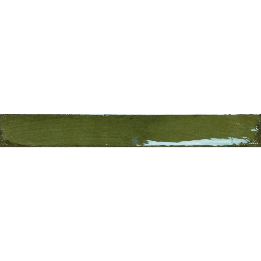 Capri Green Gloss Ceramic Brick Tile - 400x50mm