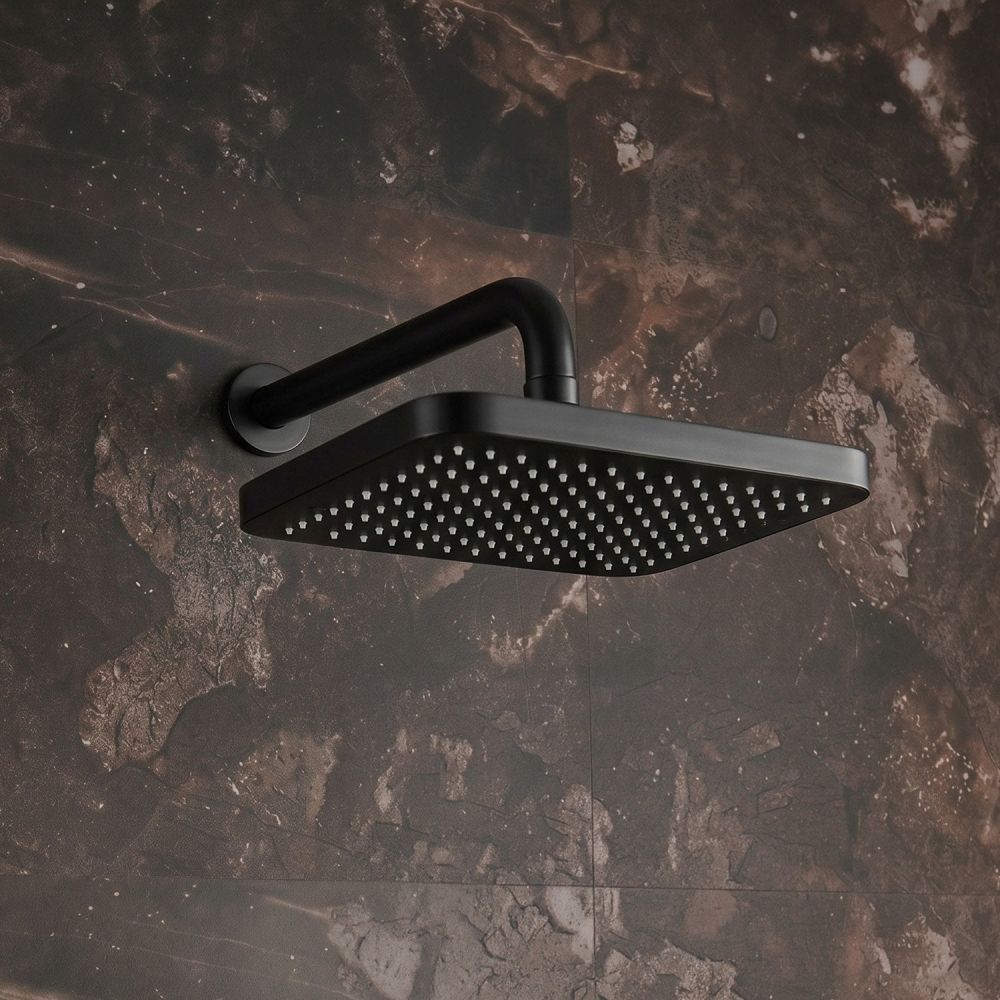 Flint Brushed Gunmetal Square Rainfall Shower Head & Arm