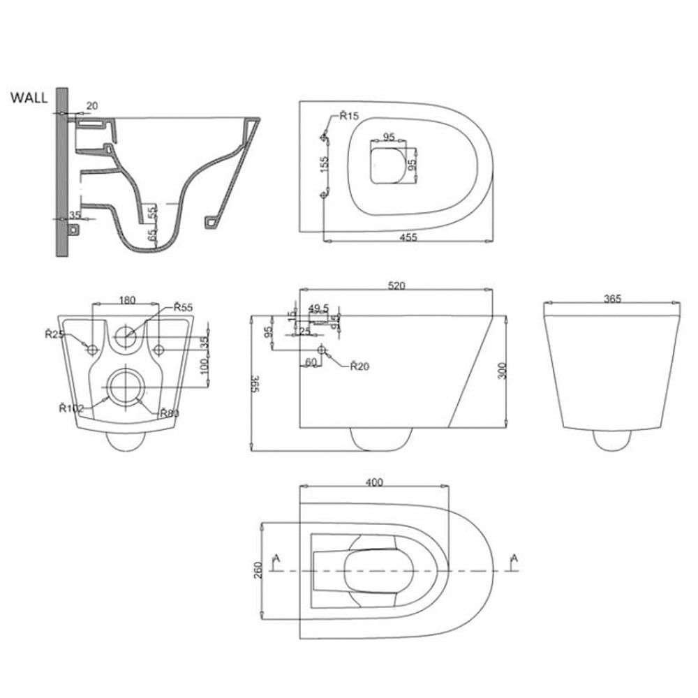 Britton Sphere Rimless Wall Hung Toilet with Soft Close Seat