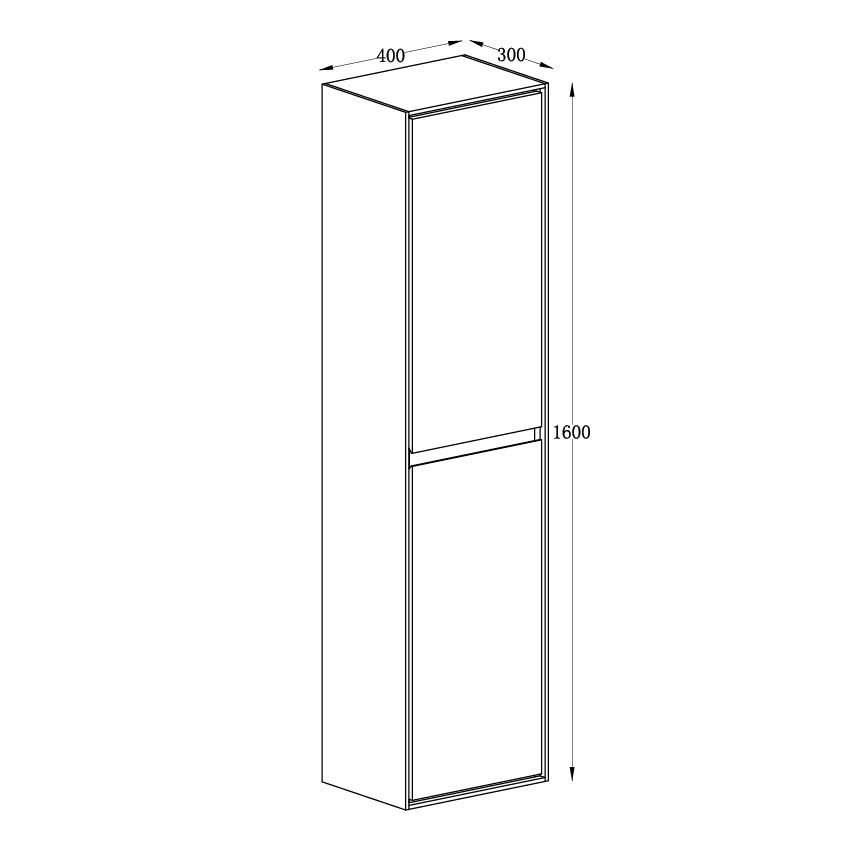Newbury Wall Mounted Tall Storage Cabinet in Matt Black Spec Drawing