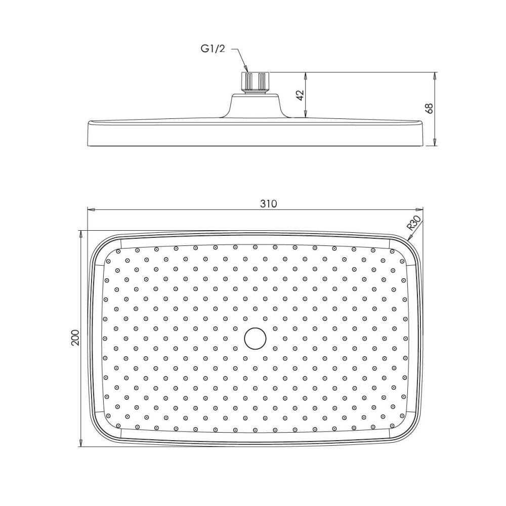 Flint Shower Head Spec Drawing