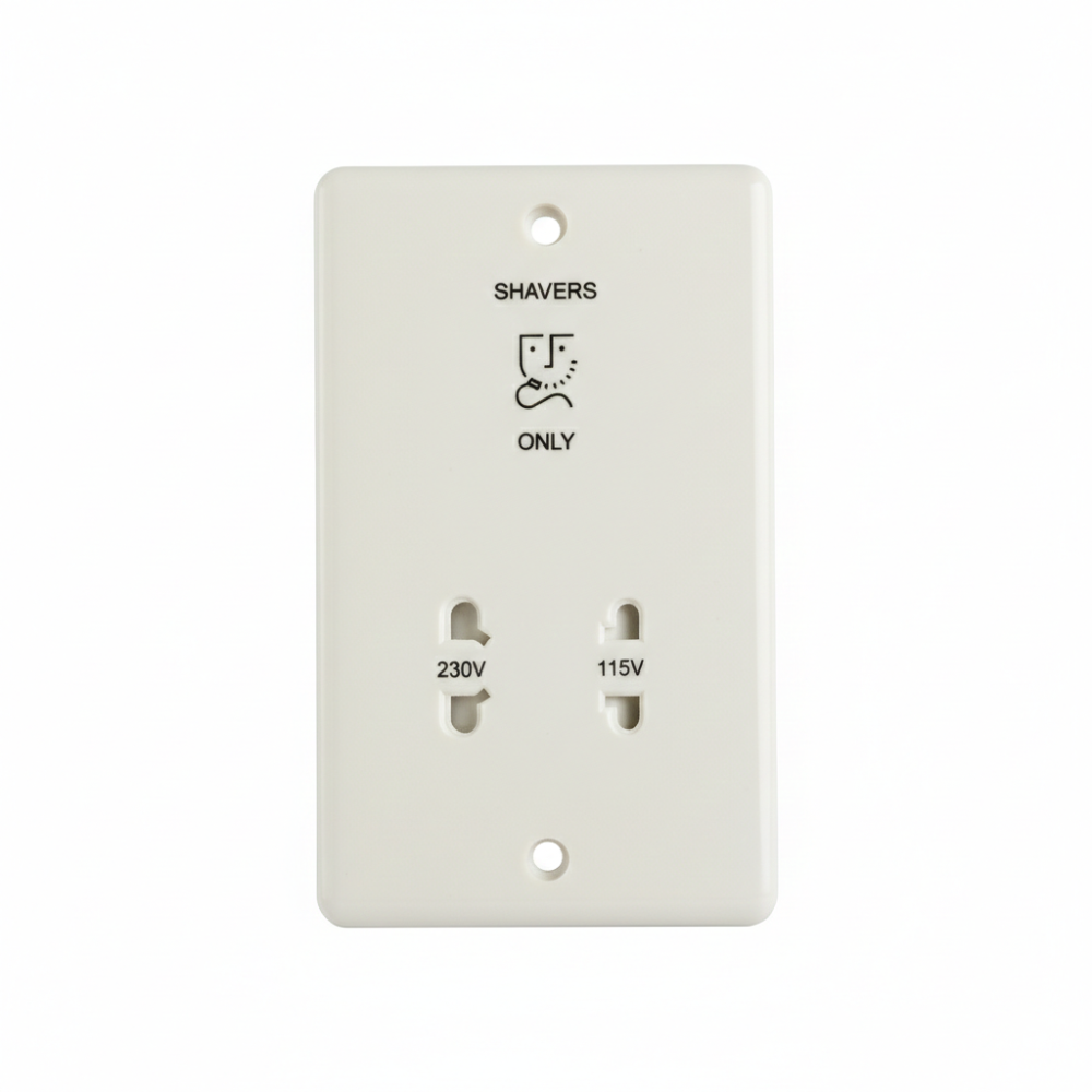Dual Voltage White Shaver Socket
