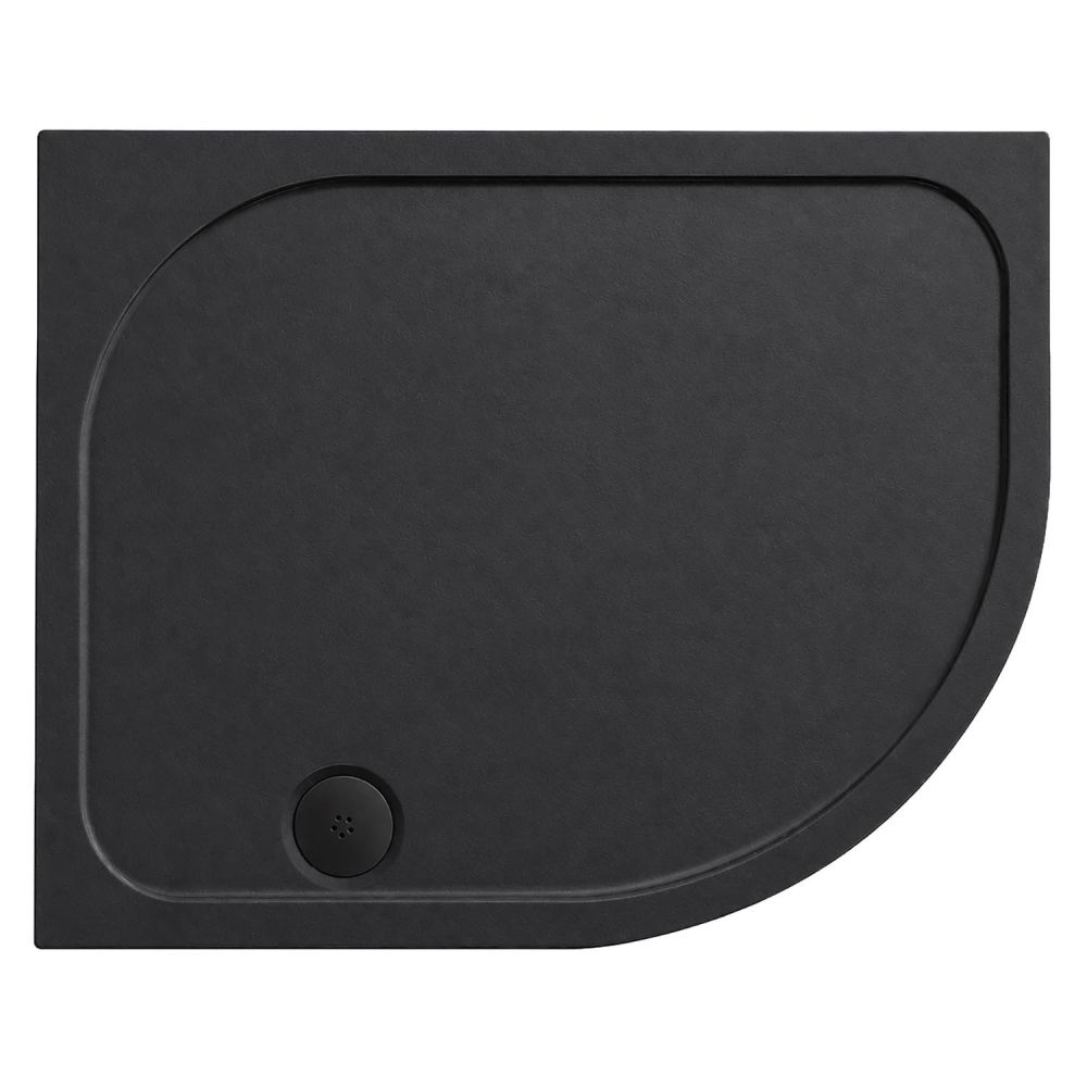 Black Slate Effect Non Slip Right Hand Offset Quadrant Shower Tray