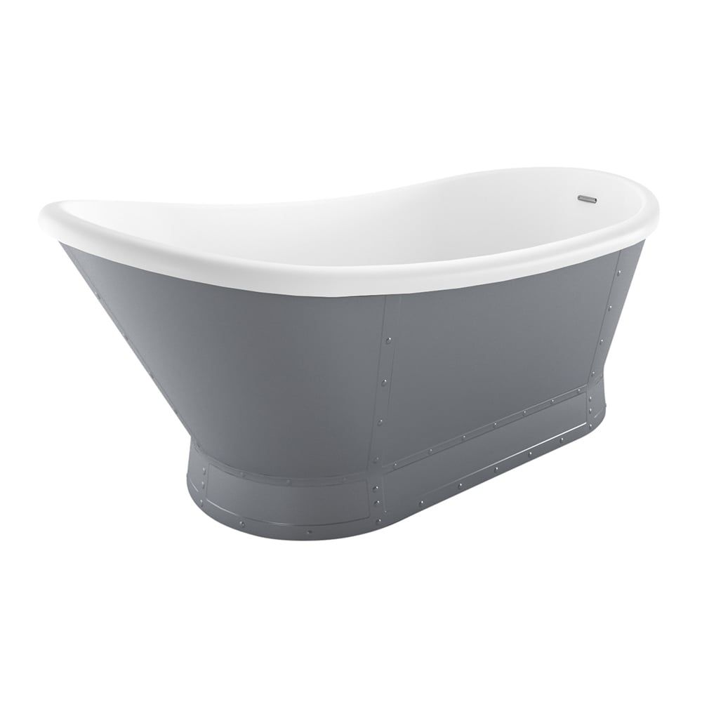 Hoff Matt Grey Industrial Freestanding Acrylic Bath 1676x780mm