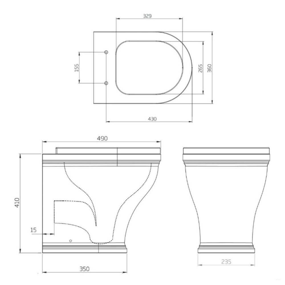 Tavistock Lansdown Traditional Back to Wall WC Toilet Pan with Soft Close Seat