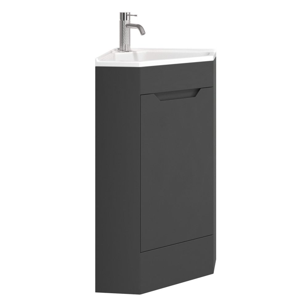 Ellis Charcoal Floor Standing Corner Vanity Unit 410mm