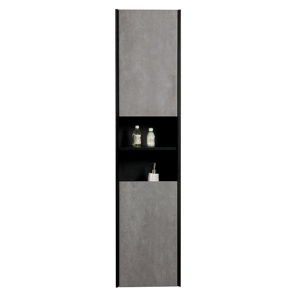 Snowdon Concrete and Black Wall Mounted Tall Storage Cabinet