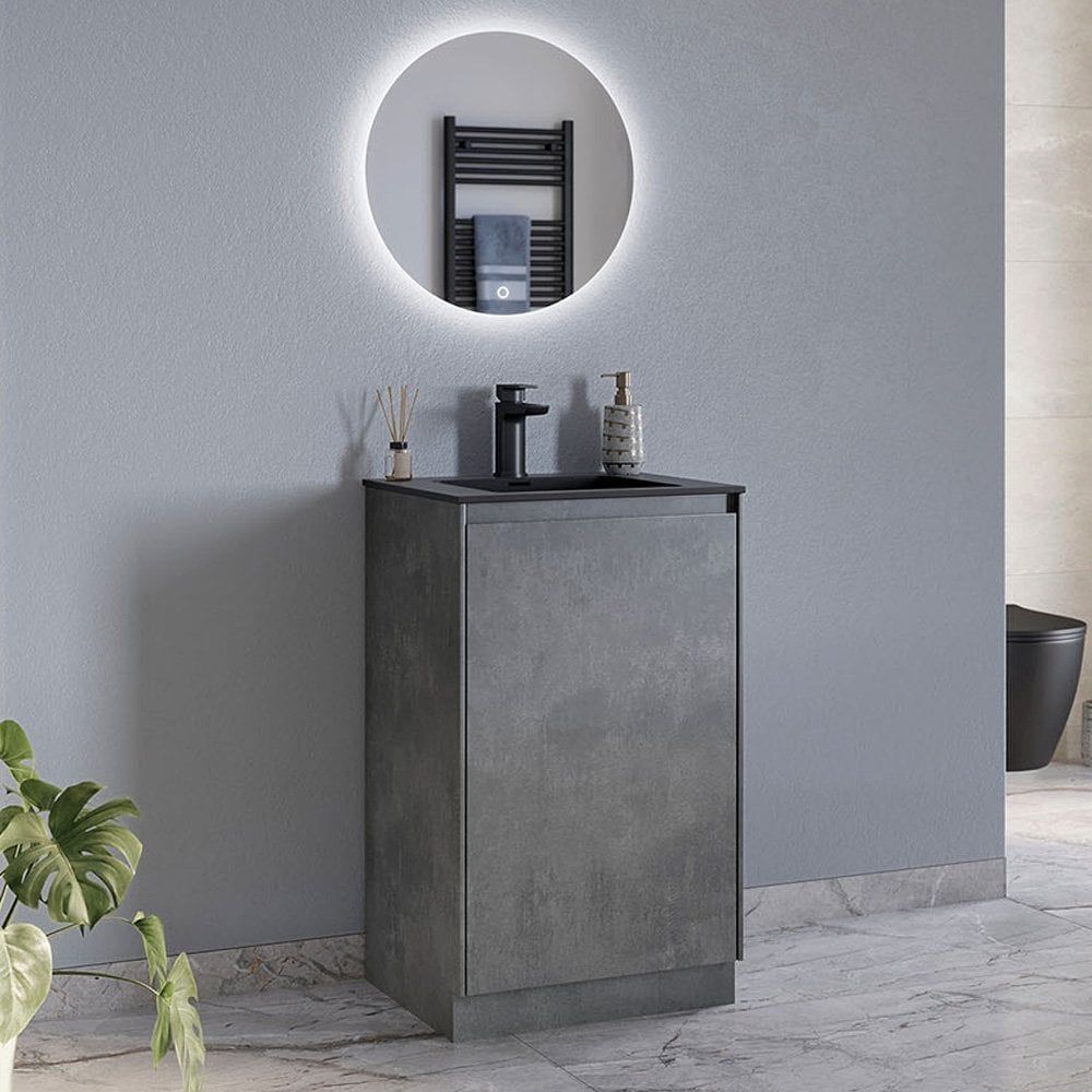 Odion Concrete Floor Standing Vanity Unit with Black Basin 500mm
