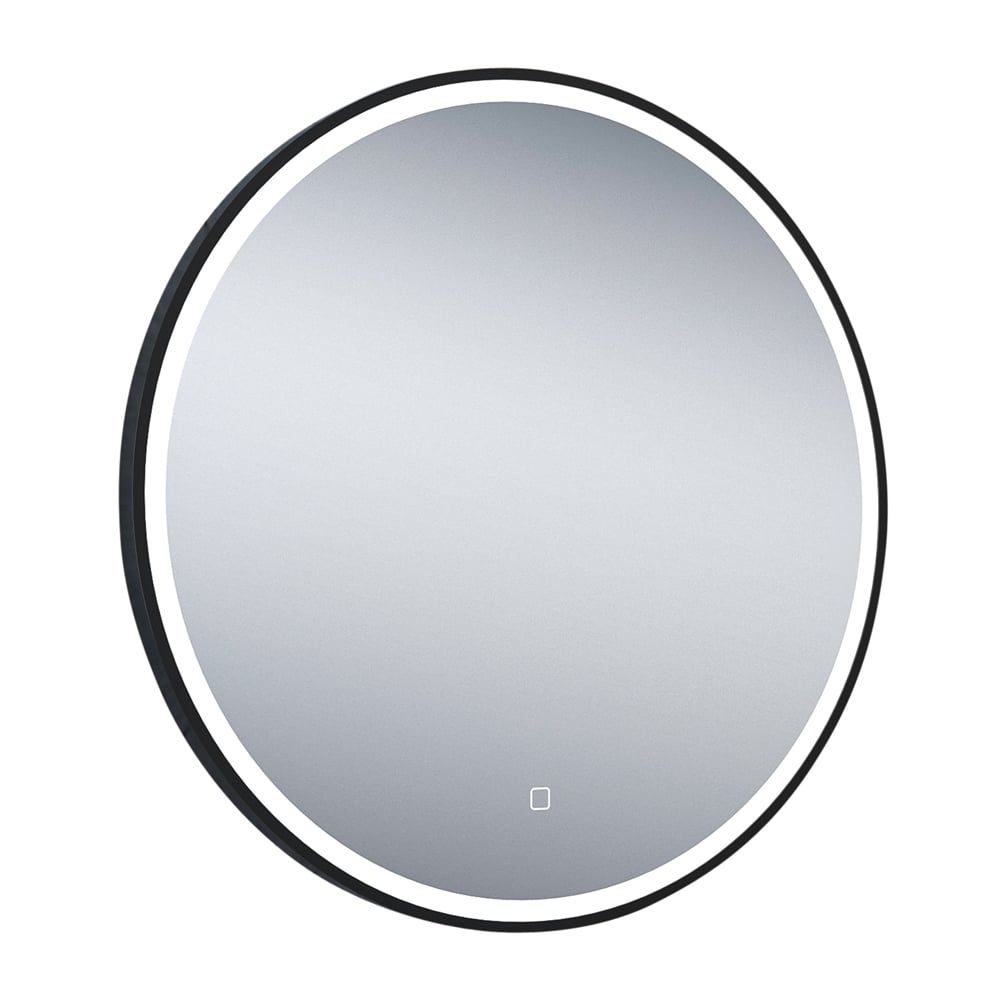 Avery Black Circle Round Illuminated LED Heated Bathroom Mirror 700x700mm